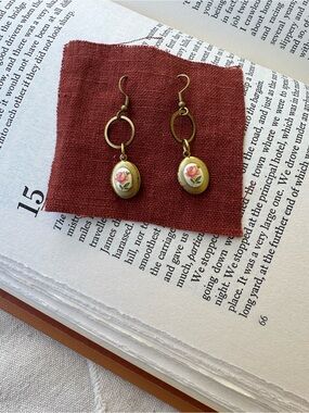 Rose locket earrings
